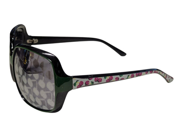 Lot of 2 Fashion Sunglasses – Pink Rhinestone-Accent & Green/Black Cherry-Pattern Arm Styles