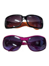 Lot of 2 Fashion Sunglasses – Purple Rhinestone-Accent & Black/Orange Geometric Arm Styles