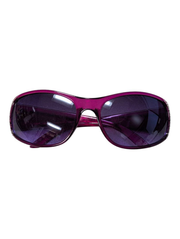 Lot of 2 Fashion Sunglasses – Purple Rhinestone-Accent & Black/Orange Geometric Arm Styles