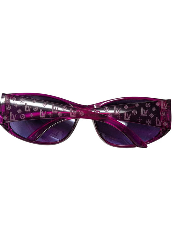 Lot of 2 Fashion Sunglasses – Purple Rhinestone-Accent & Black/Orange Geometric Arm Styles