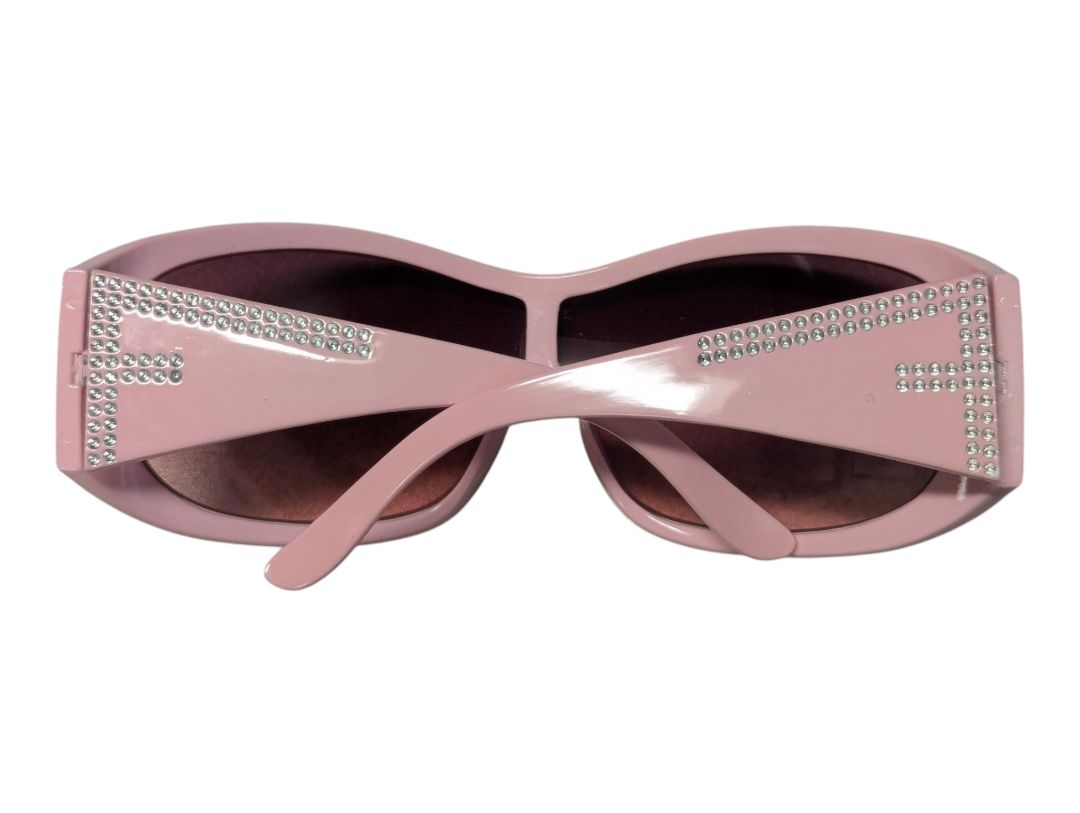 Marked as Von Dolce Pink Rhinestone Shield Sunglasses
