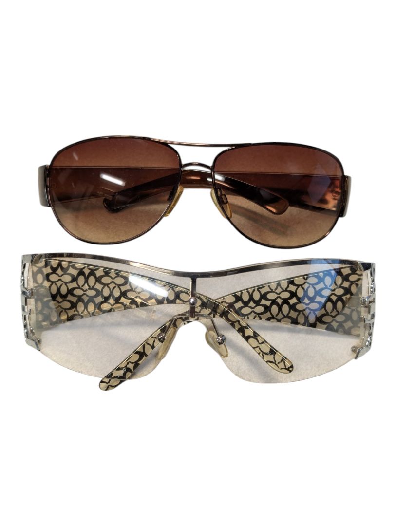 Lot of 2 Sunglasses – Marked as Coach & Unmarked Aviator-Style Pair