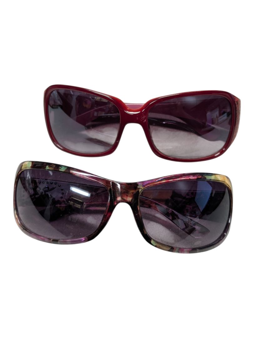 Lot of 2 Fashion Sunglasses – Red DG-Style & Floral Rhinestone Frames