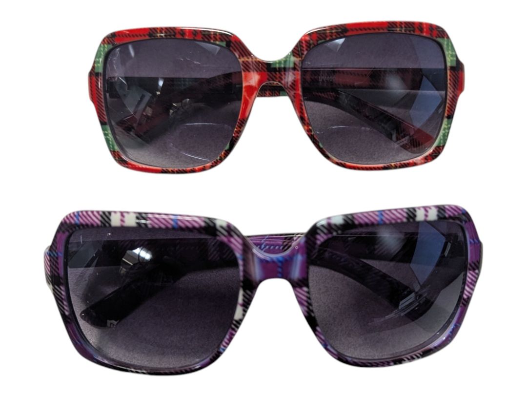 Lot of 2 Plaid Fashion Sunglasses