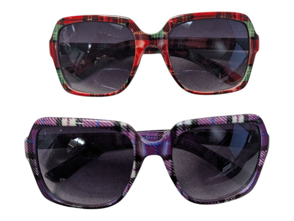 Lot of 2 Plaid Fashion Sunglasses