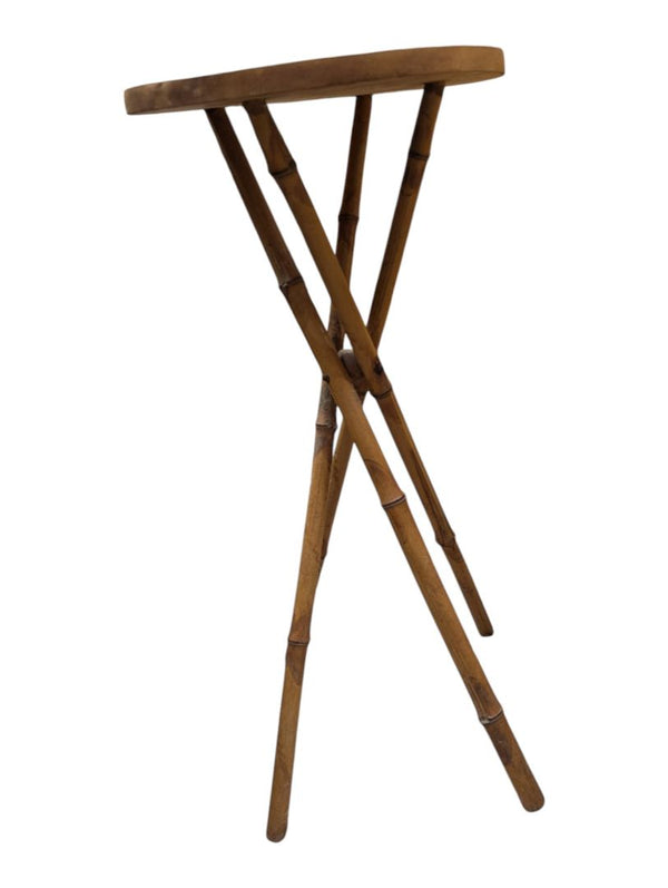 Vintage Bamboo-Style Round Plant Stand