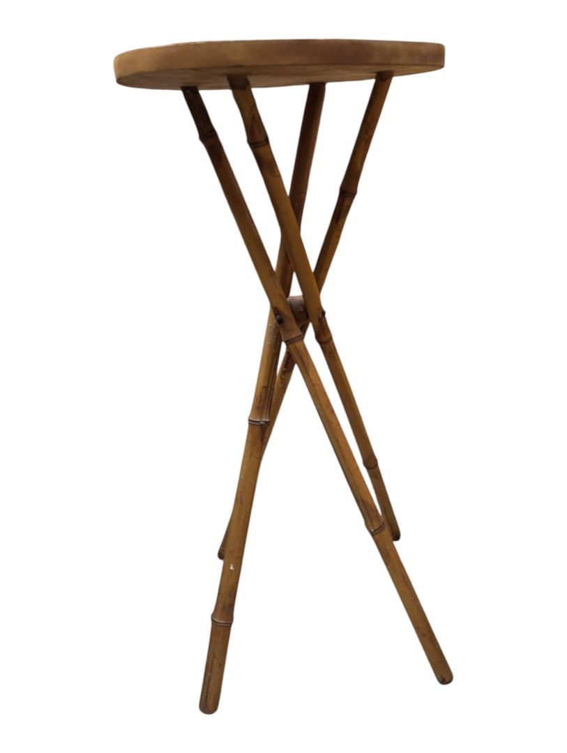 Vintage Bamboo-Style Round Plant Stand