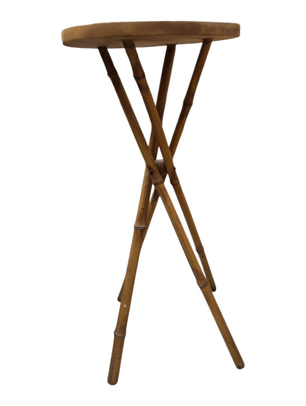 Vintage Bamboo-Style Round Plant Stand