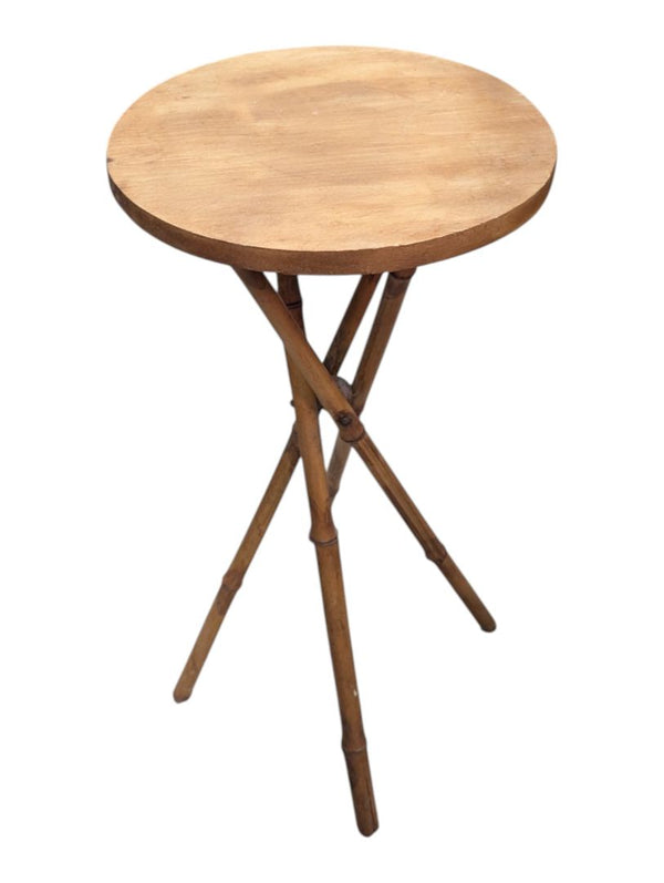 Vintage Bamboo-Style Round Plant Stand