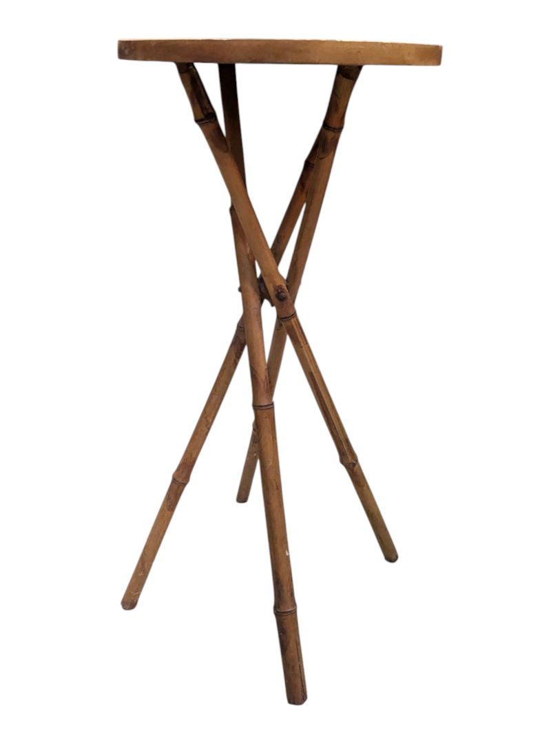 Vintage Bamboo-Style Round Plant Stand