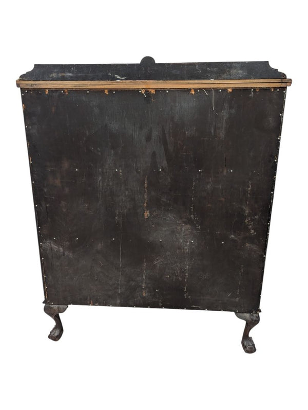 Antique-Style Curved Glass Display Cabinet with Claw Feet