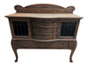 Antique Quarter-Sawn Oak Sideboard / Buffet Cabinet with Leaded Glass Doors
