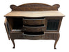 Antique Quarter-Sawn Oak Sideboard / Buffet Cabinet with Leaded Glass Doors