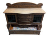 Antique Quarter-Sawn Oak Sideboard / Buffet Cabinet with Leaded Glass Doors