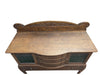 Antique Quarter-Sawn Oak Sideboard / Buffet Cabinet with Leaded Glass Doors
