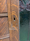 Antique Quarter-Sawn Oak Sideboard / Buffet Cabinet with Leaded Glass Doors