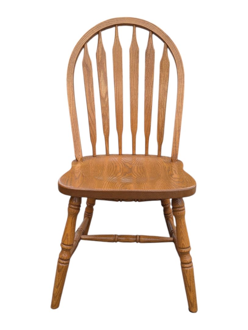 Solid Oak Double Pedestal Dining Set with 6 Windsor Chairs