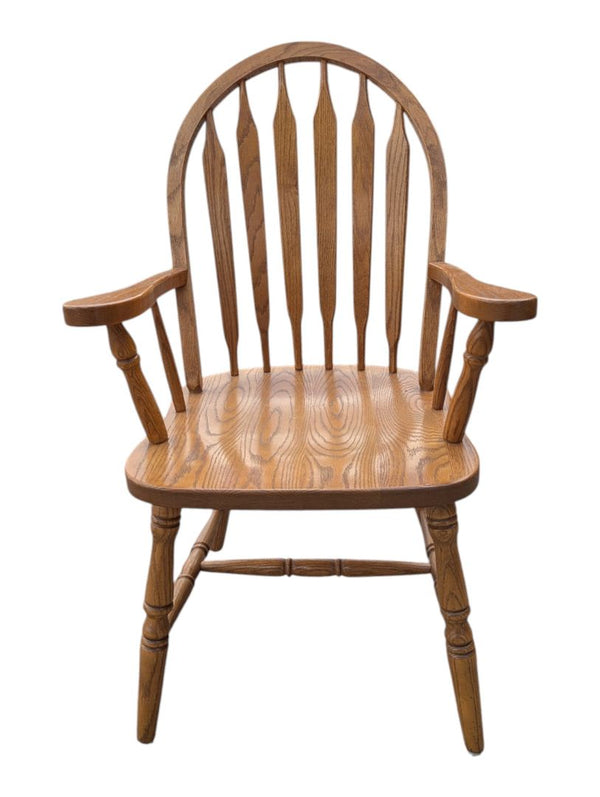 Solid Oak Double Pedestal Dining Set with 6 Windsor Chairs