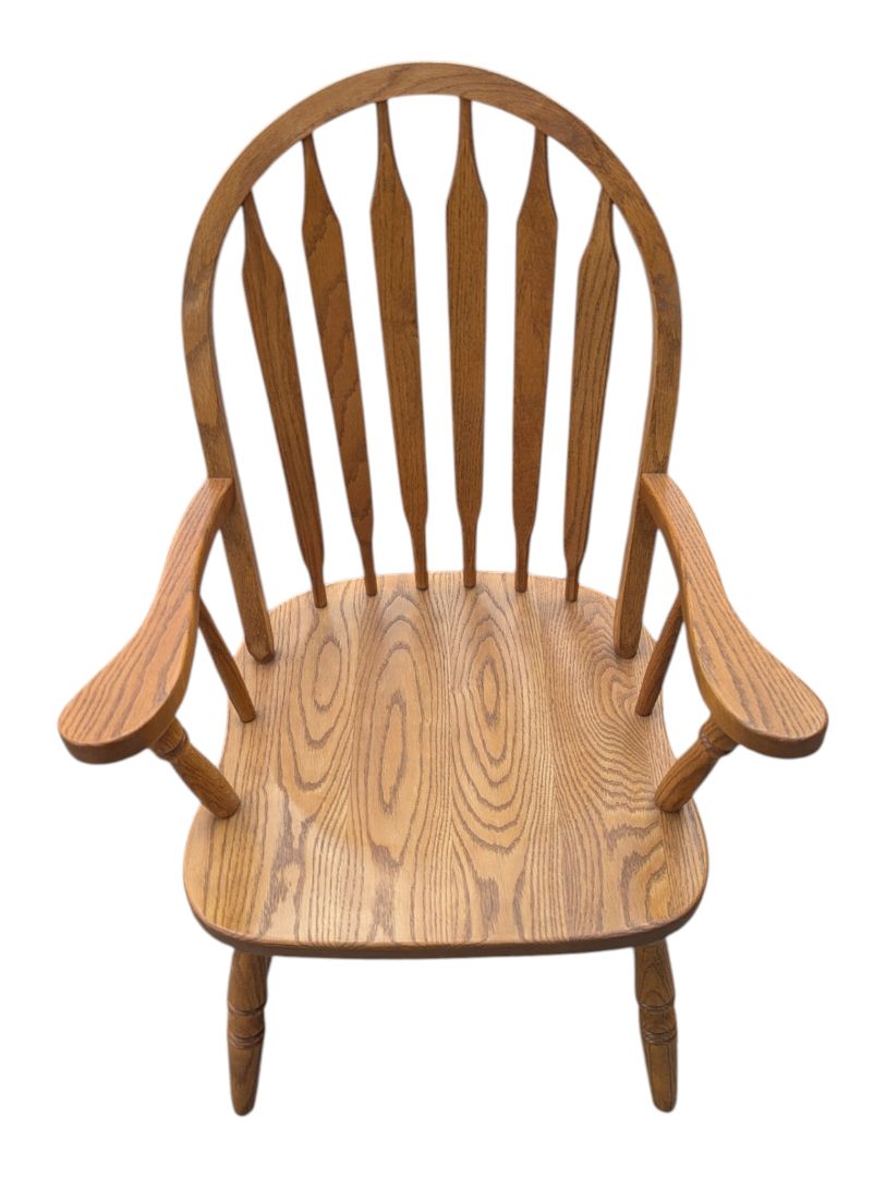 Solid Oak Double Pedestal Dining Set with 6 Windsor Chairs