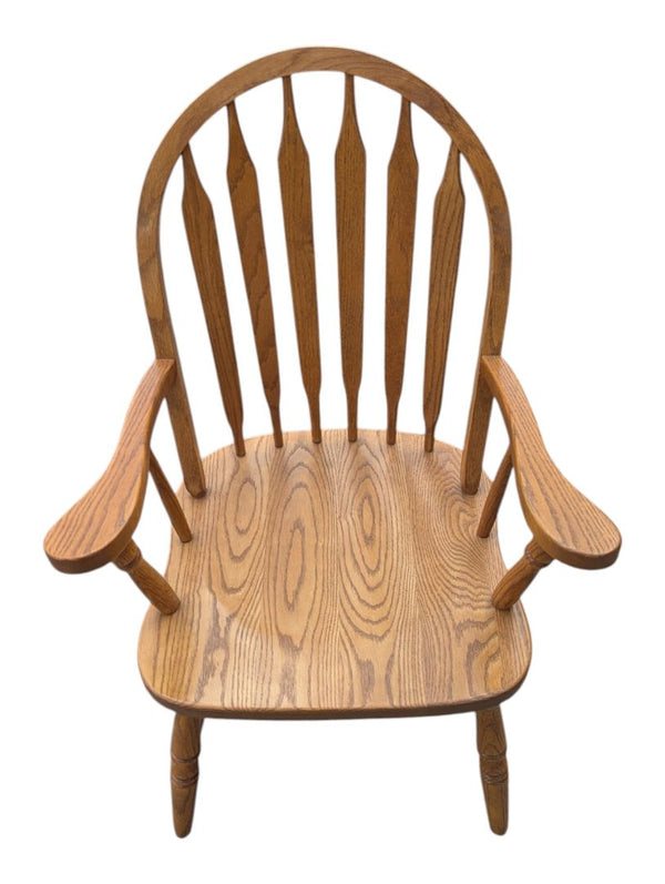 Solid Oak Double Pedestal Dining Set with 6 Windsor Chairs