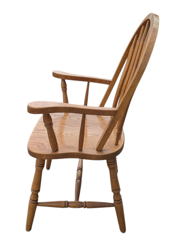 Solid Oak Double Pedestal Dining Set with 6 Windsor Chairs