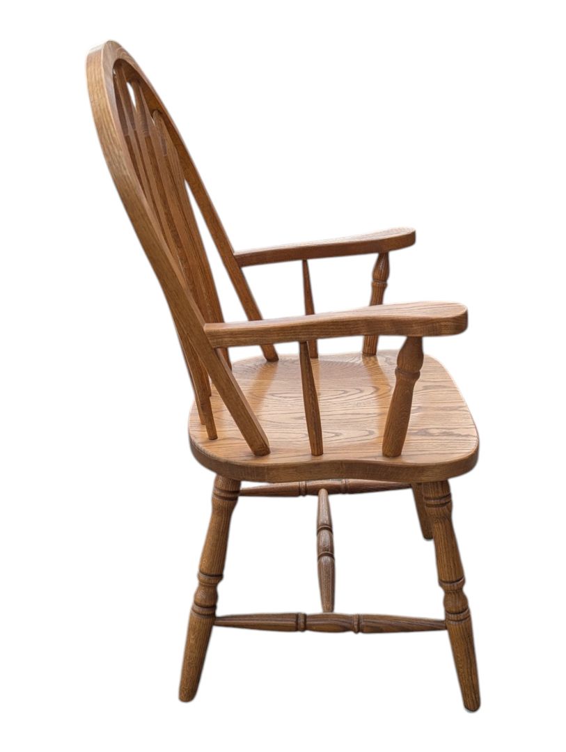 Solid Oak Double Pedestal Dining Set with 6 Windsor Chairs