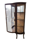 Vintage Curved Glass Display Cabinet with Key