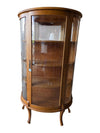 Vintage Curved Glass Display Cabinet with Key