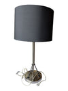 Modern Brushed Nickel Table Lamp with Black Drum Shade