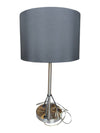 Modern Brushed Nickel Table Lamp with Black Drum Shade