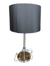 Modern Brushed Nickel Table Lamp with Black Drum Shade