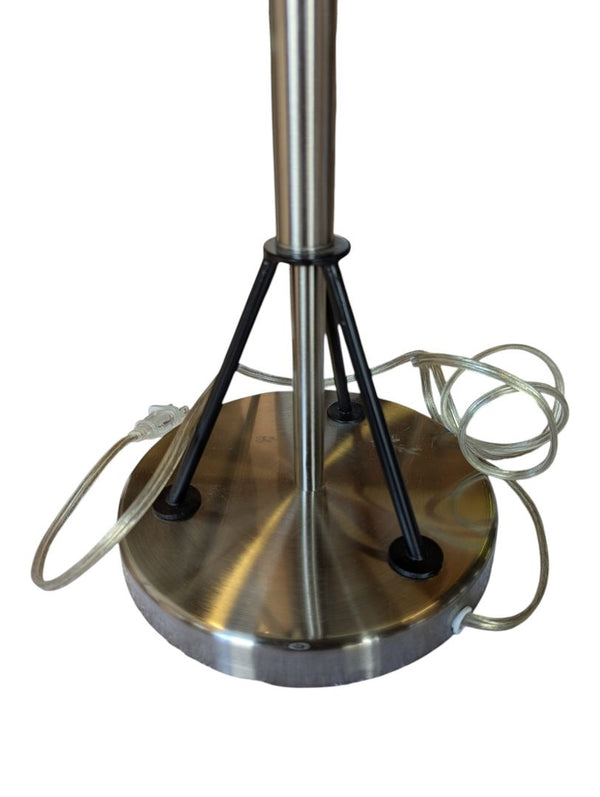 Modern Brushed Nickel Table Lamp with Black Drum Shade