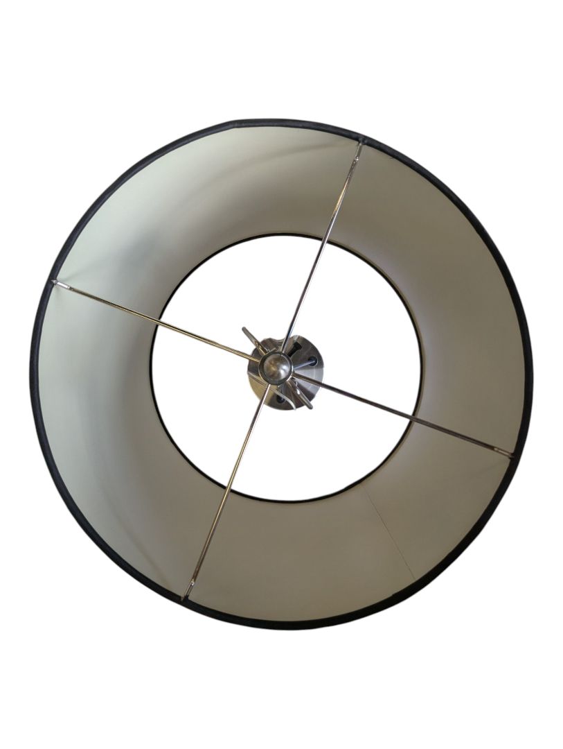 Modern Brushed Nickel Table Lamp with Black Drum Shade