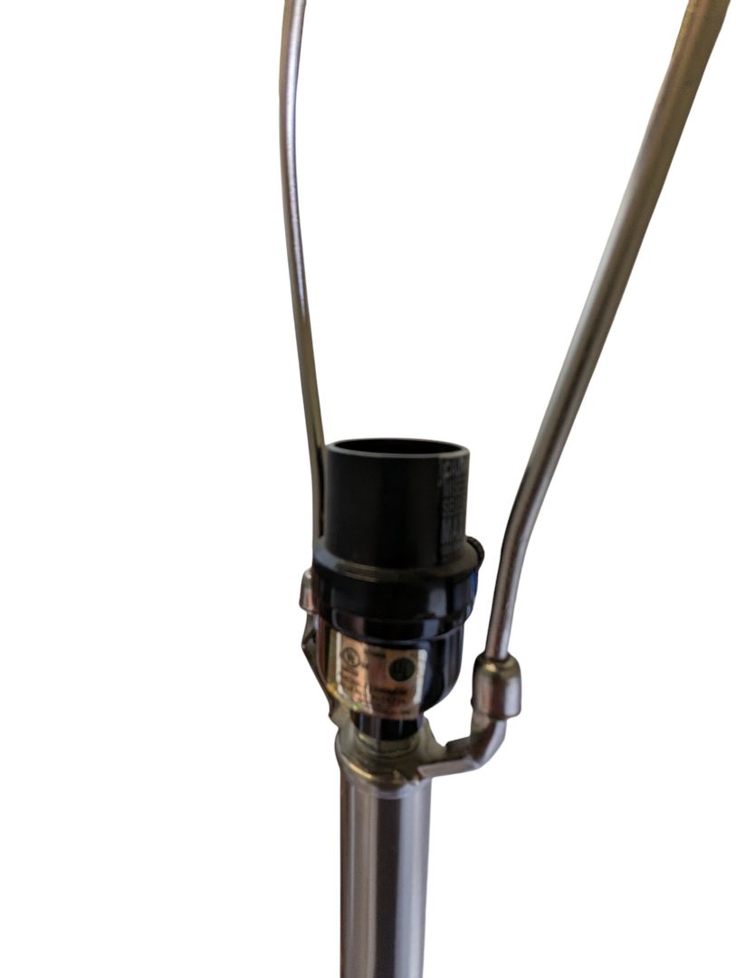 Modern Brushed Nickel Table Lamp with Black Drum Shade