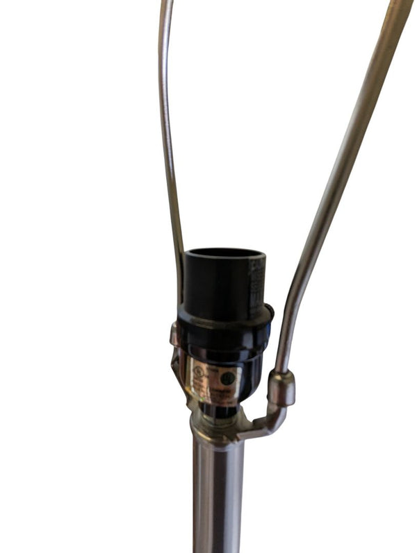 Modern Brushed Nickel Table Lamp with Black Drum Shade