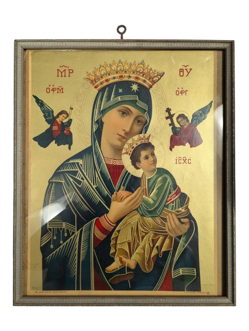 Vintage Our Lady of Perpetual Help Framed Religious Print
