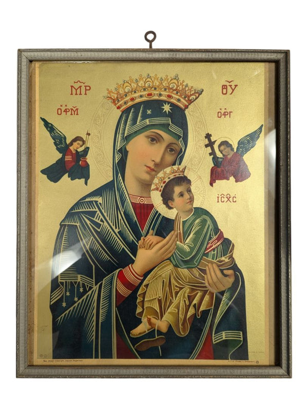 Vintage Our Lady of Perpetual Help Framed Religious Print