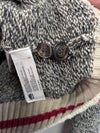 Roots Cabin Canada Women’s Shawl-Collar Knit Cardigan – Grey/Cream – Size Small