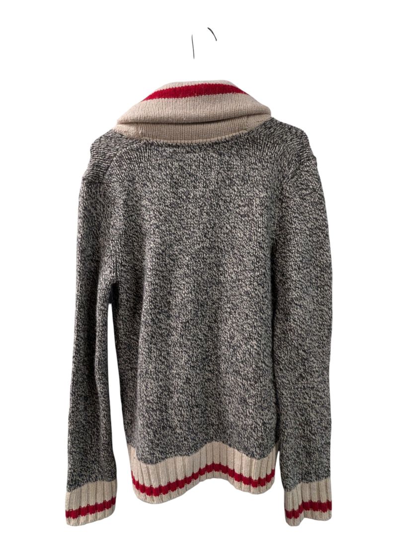 Roots Cabin Canada Women’s Shawl-Collar Knit Cardigan – Grey/Cream – Size Small