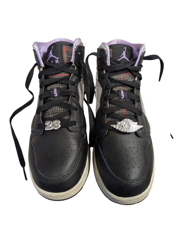 Air Jordan 1 Mid GS "Grey Plaid / Purple" Basketball Shoes – US Youth 5.5Y