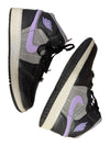 Air Jordan 1 Mid GS "Grey Plaid / Purple" Basketball Shoes – US Youth 5.5Y