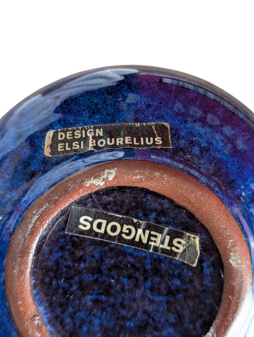 Elsi Bourelius Swedish Stengods Blue Glazed Stoneware Vase