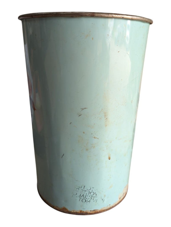 Vintage Floral Lithographed Metal Wastebasket