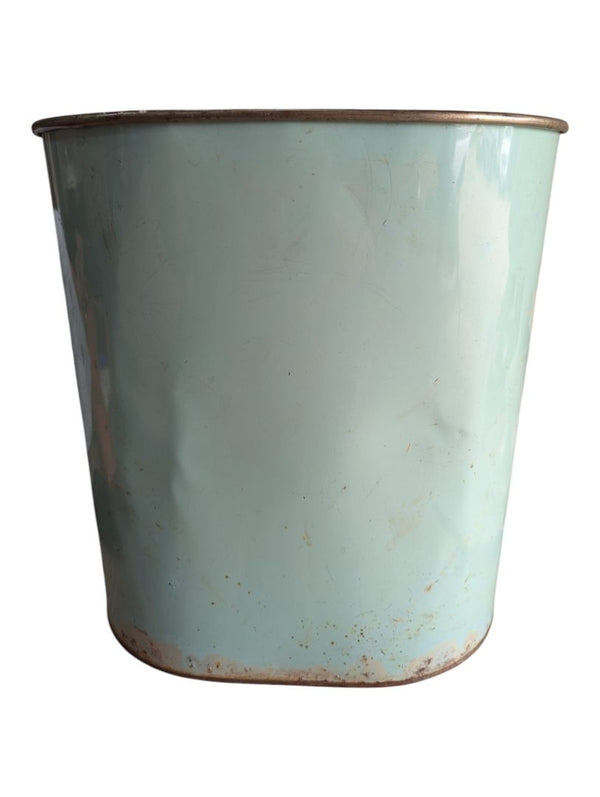 Vintage Floral Lithographed Metal Wastebasket