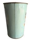 Vintage Floral Lithographed Metal Wastebasket