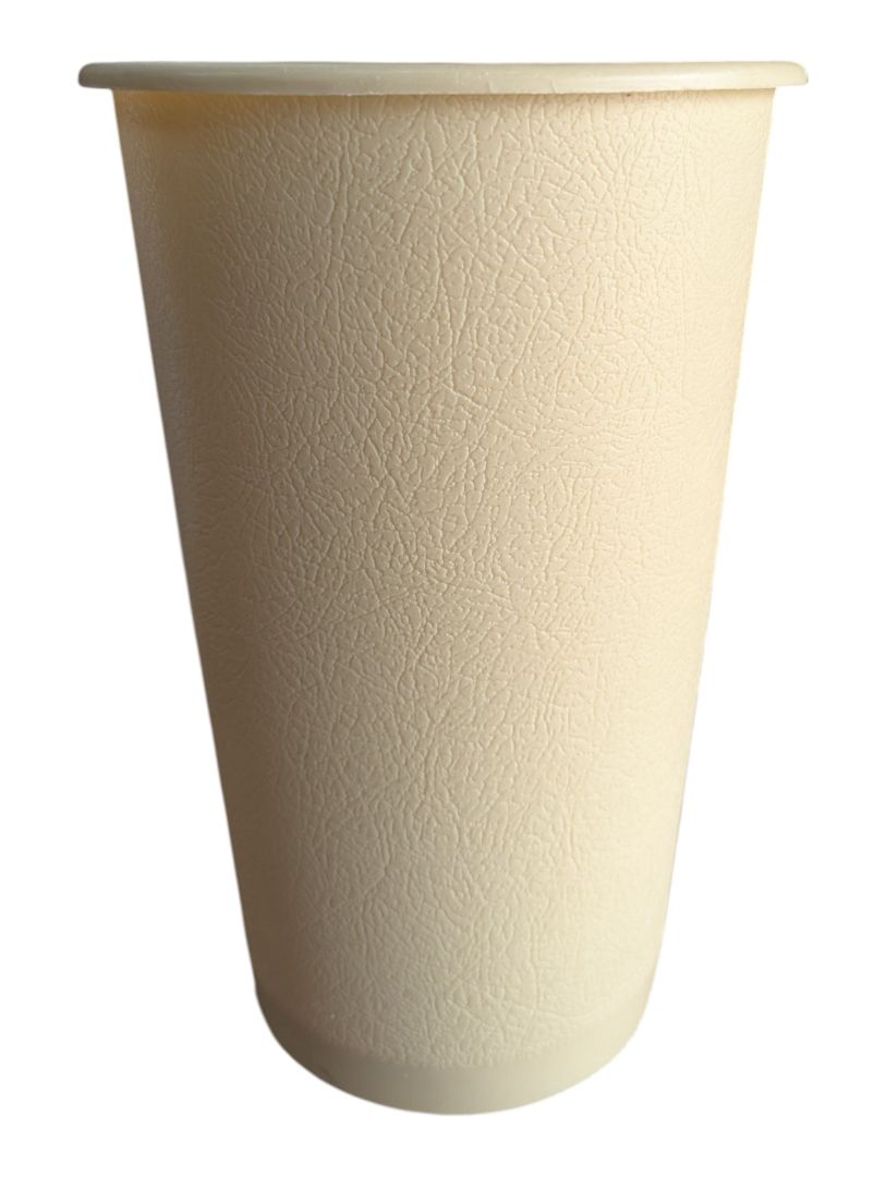 Vintage Mid-Century Cream Plastic Wastebasket with Atomic Starburst Motif