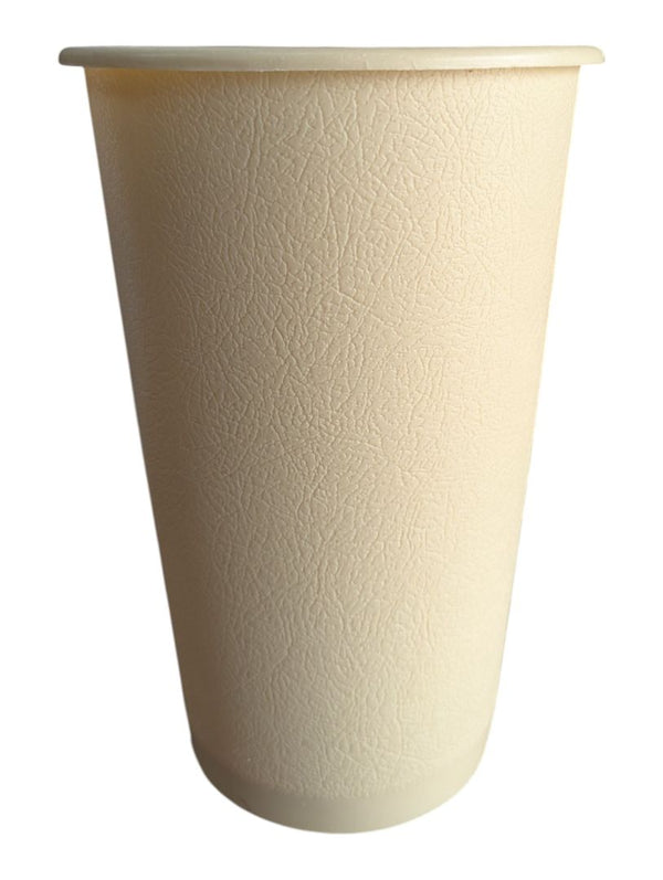Vintage Mid-Century Cream Plastic Wastebasket with Atomic Starburst Motif