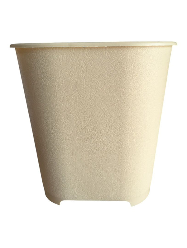 Vintage Mid-Century Cream Plastic Wastebasket with Atomic Starburst Motif