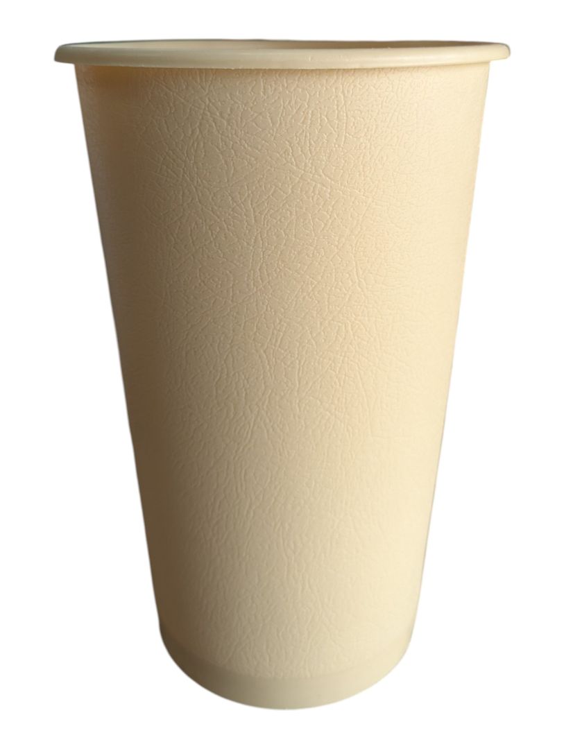 Vintage Mid-Century Cream Plastic Wastebasket with Atomic Starburst Motif