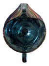 Iridescent Blue Carnival Glass Grape Pattern Pitcher & Goblet Set – 4 Pieces
